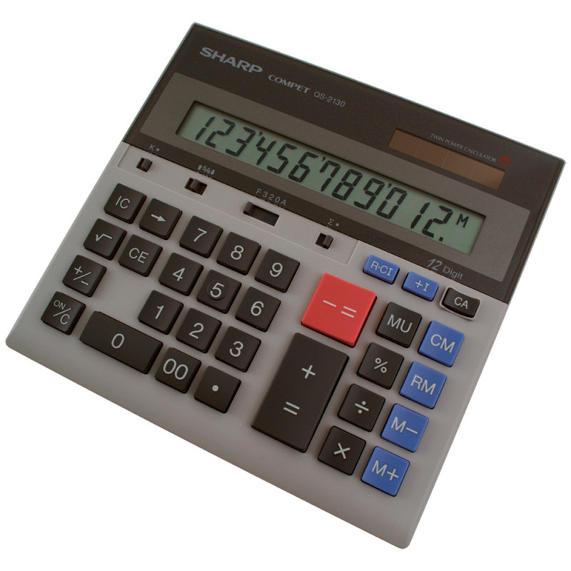Calculadora comercial Sharp QS-2130 - 12 dígitos, gris
