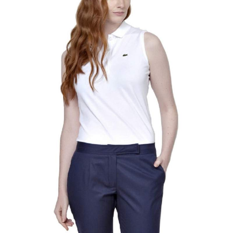 Camiseta Polo Feminina Lacoste PF5816-001 Branco - Mini Piquê