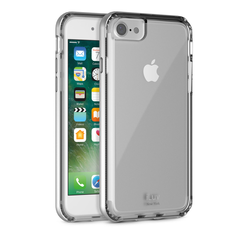 Capa iLuv iPhone 7/8 Metal Forge Prata Transparente - AI7METFSI