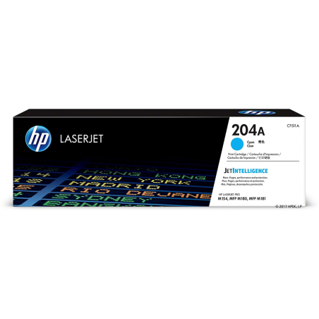 Tóner cian HP CF511A (204A) para impresoras láser - 900 páginas