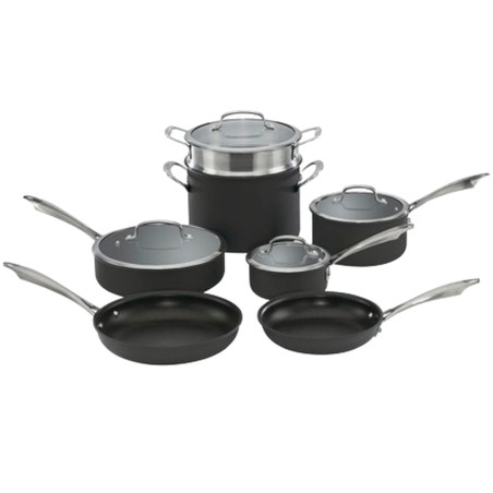 Jogo de Panelas Cuisinart DSA-11 Antiaderente Preto - 11 Peças