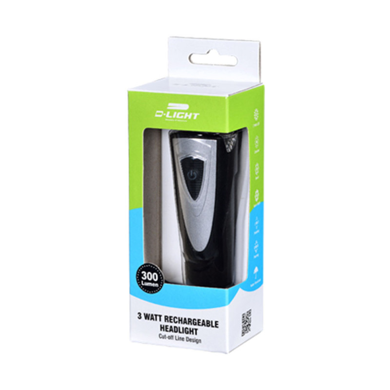 Luz Dianteira Para Bicicleta Dlight CG-124P USB