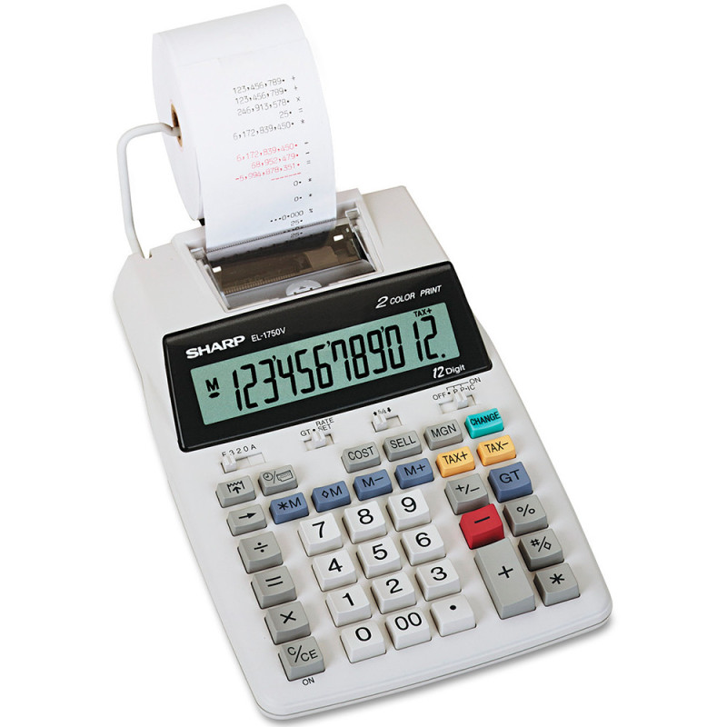 Calculadora Com Impressora Sharp EL-1750V 12 Digitos  Branco 120V 60HZ