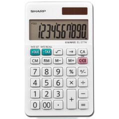 Sharp EL-377WB 10-Digit Calculator - White, LCD Compact