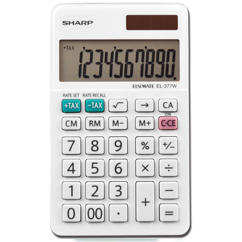 Calculadora Sharp EL-377WB 10 Dígitos Branco - LCD e Compacta