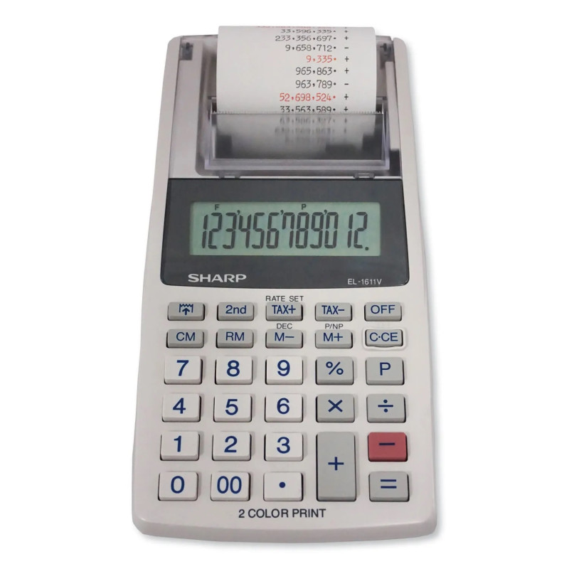 Calculadora Sharp Sem fio portátil de mão EL-1611V Branco 12 Dígitos