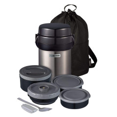 Pote Térmico Zojirushi SL-JBE14XA com 4 Potes Inox - Cinza