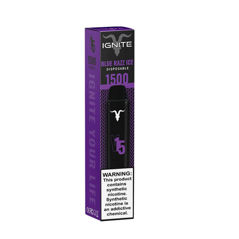 Vape Descartável Ignite V15 1500 Puffs Blue Razz Ice - 5% Nicotina 850 mAh