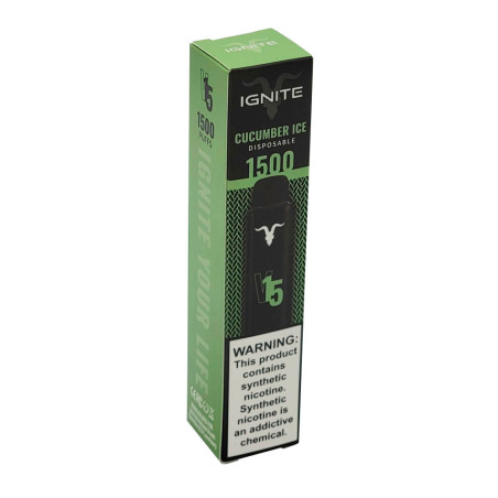 Vape Descartável Ignite V15 1500 Puffs Cucumber Ice - 5% Nicotina 850 mAh