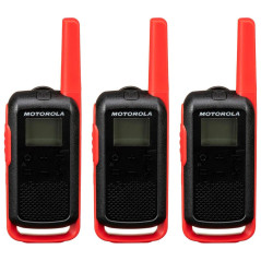 Walkie Talkie Motorola Talkabout T210Tp 3 Peças 22 Canais/32Km Bivolt - Preto/Vermelho