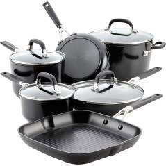 Jogo de Panelas KitchenAid 84800 Antiaderente Tripla Camada Preto Onix - 10 Peças