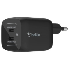 Carregador Duplo de Parede Belkin GAN PPS 65W 20/45W USB-C Preto - WCH013VFBK