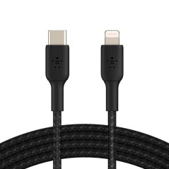 Cabo Belkin BoostCharge 1.0M USB-C/ Lightning Braided Preto - CAA004bt1MBK