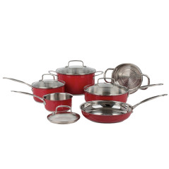 Jogo de Panelas Cuisinart CSS-10MRC Chef's Classic S/S Metallic Red - 10 Peças