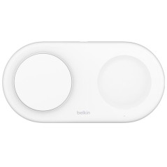 Carregador Magnético Wireless Belkin WIZ021vfWH 2-IN-1 15W Boostcharge Qi2 Magsafe - Branco