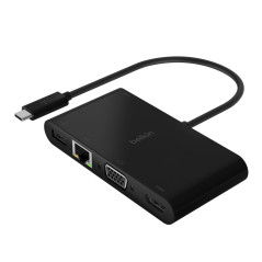 Adaptador Belkin Usb-C Multimedia + Charge USB-C 100W / 4K Hdmi, Rede Gigabit, Usb-C, Usb-A, Vga - AVC004BTBK